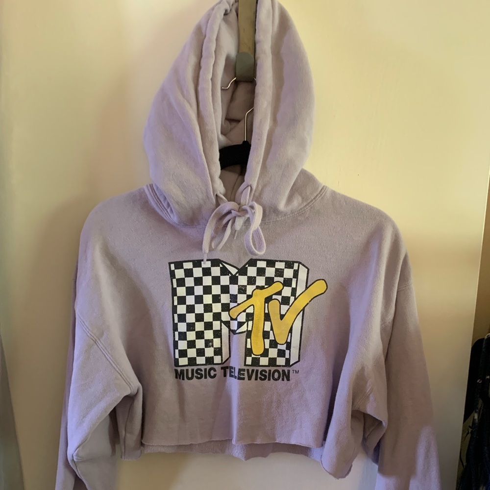 Purple Mtv cropped hoodie